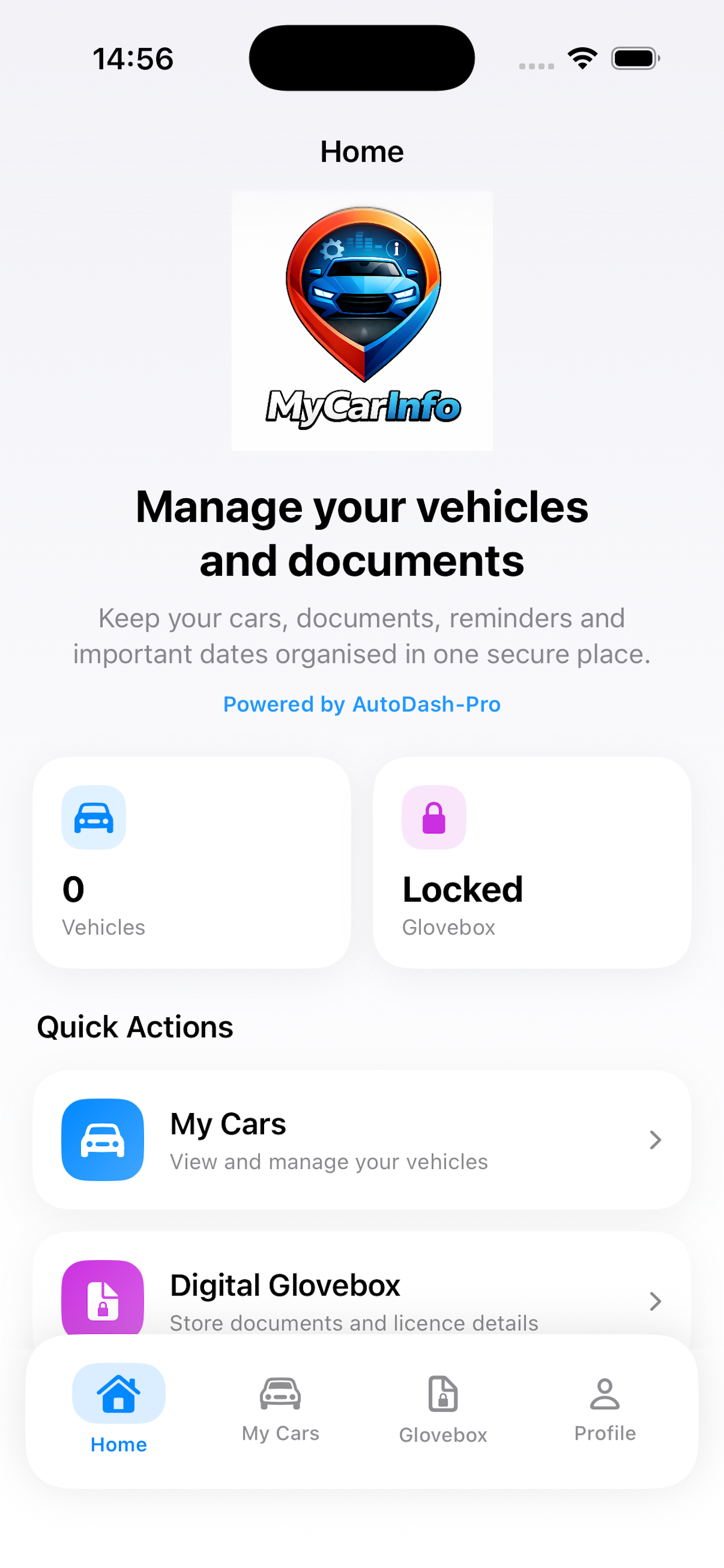 Home dashboard